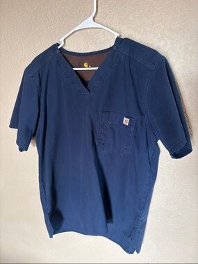 Carhartt Navy V-Neck Short Sleeve Scrub Work Tee